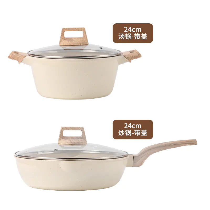 Non-Stick Stone Cookware Set - 4 Pieces for Home Use
