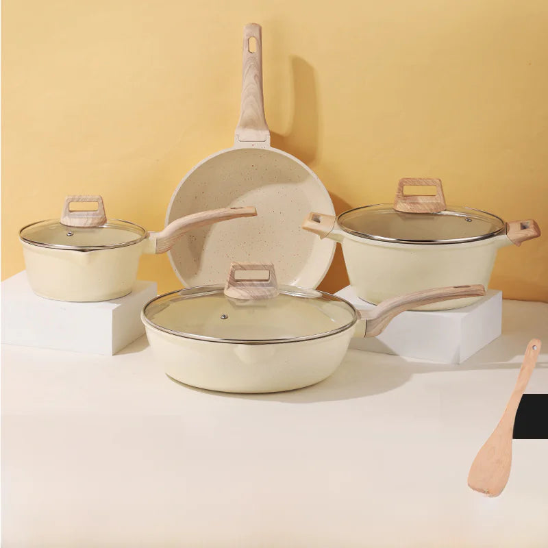 Non-Stick Stone Cookware Set - 4 Pieces for Home Use