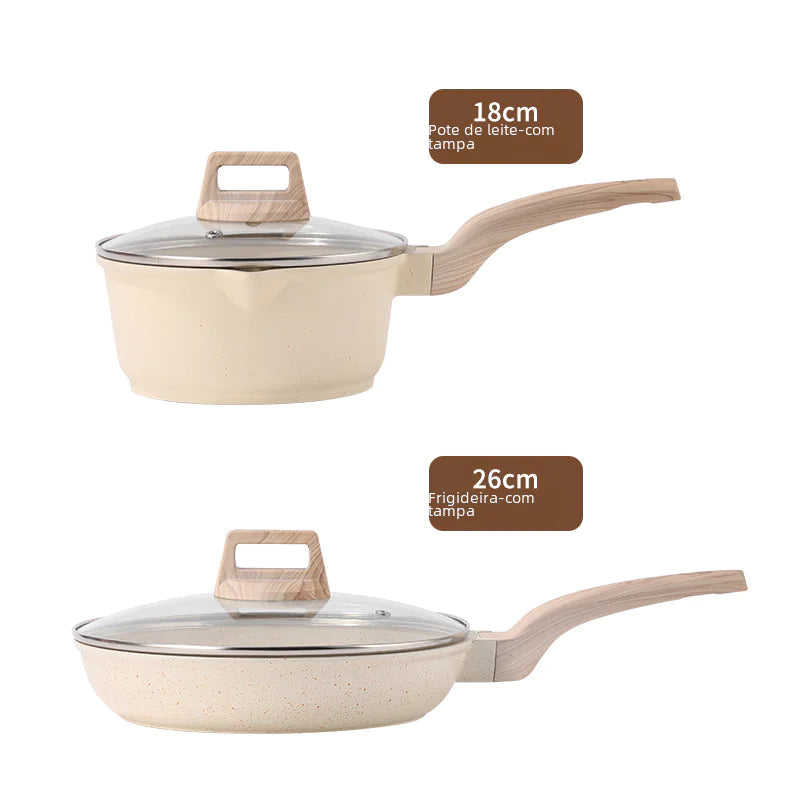 Non-Stick Stone Cookware Set - 4 Pieces for Home Use