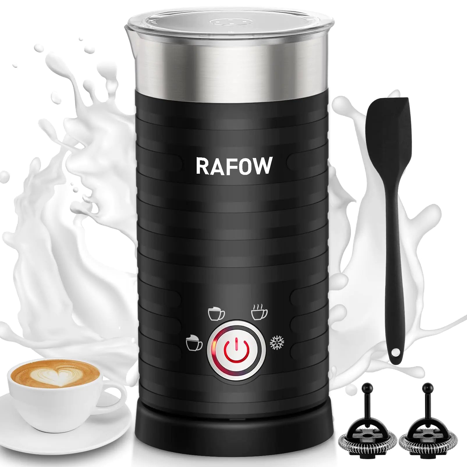 4 in 1 Electric Milk Frother Steamer - Hot and Cold Coffee Foam Froth Maker 240ml