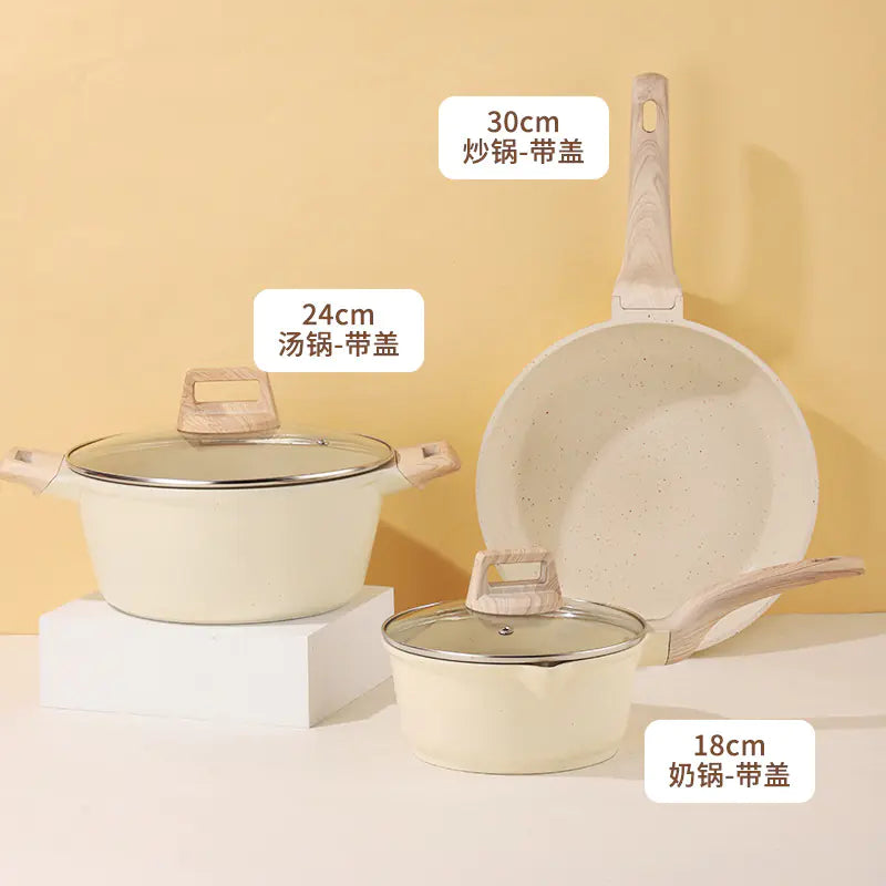 Non-Stick Stone Cookware Set - 4 Pieces for Home Use