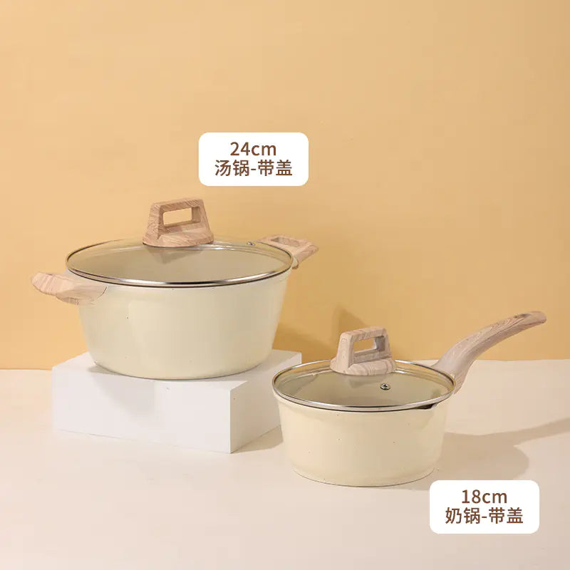 Non-Stick Stone Cookware Set - 4 Pieces for Home Use
