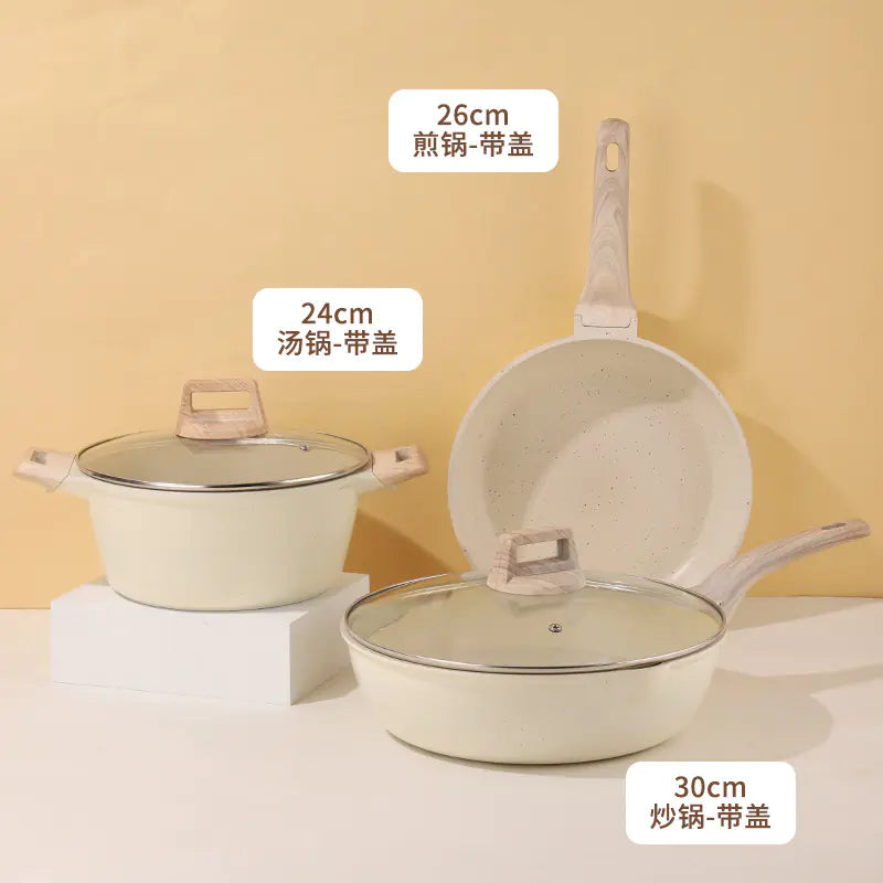 Non-Stick Stone Cookware Set - 4 Pieces for Home Use