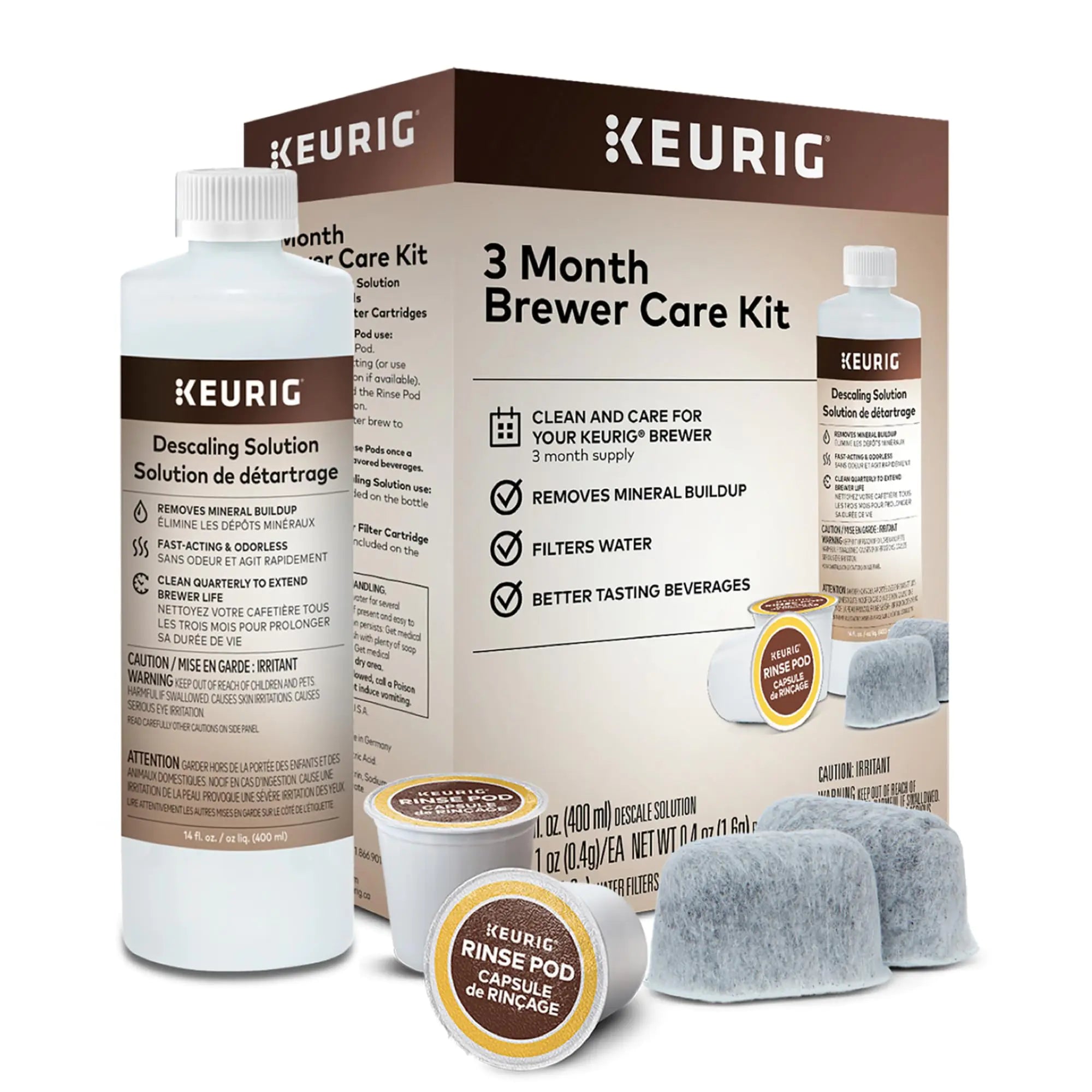 Keurig 3-Month Brewer Maintenance Kit Includes Descaling Solution Water Filter Cartridges & Rinse Pods Compatible Classic/1.0 & 2.0 K-Cup Coffee Makers 7 Count