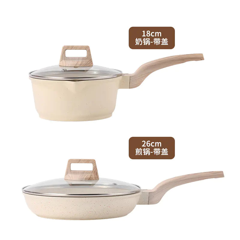 Non-Stick Stone Cookware Set - 4 Pieces for Home Use