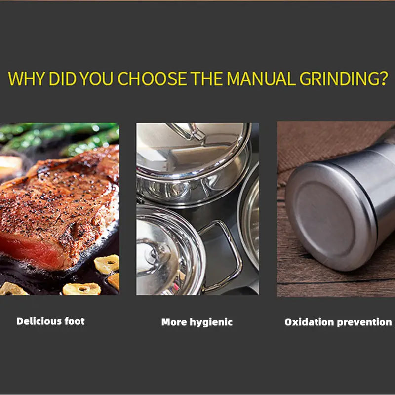 304 Stainless Steel Manual Pepper Grinder Kitchen Tool